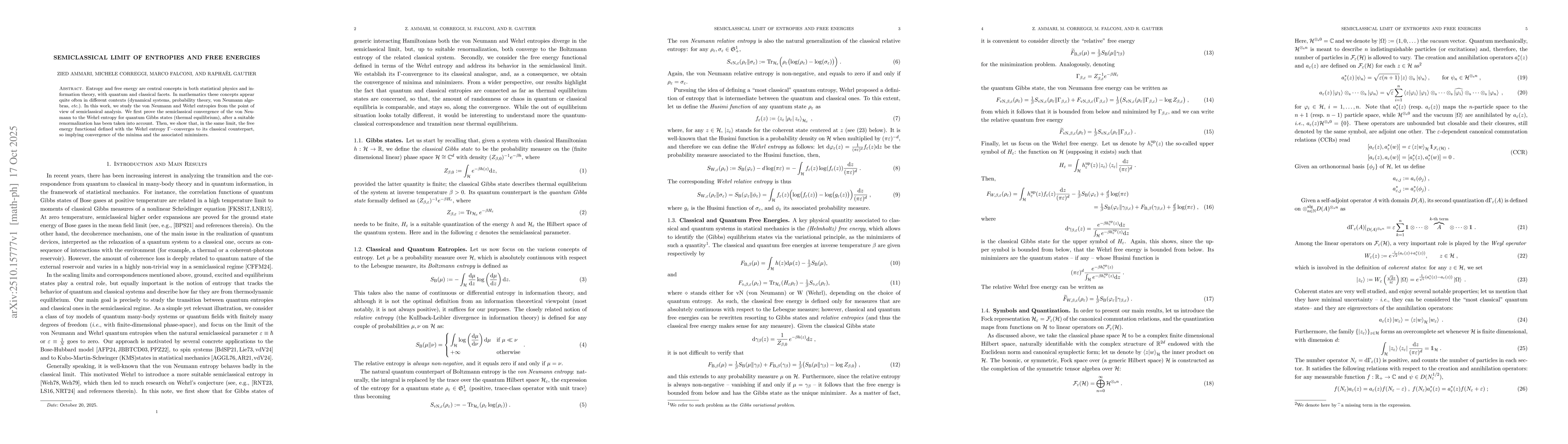 Thumbnail for Semiclassical limit of entropies and free energies