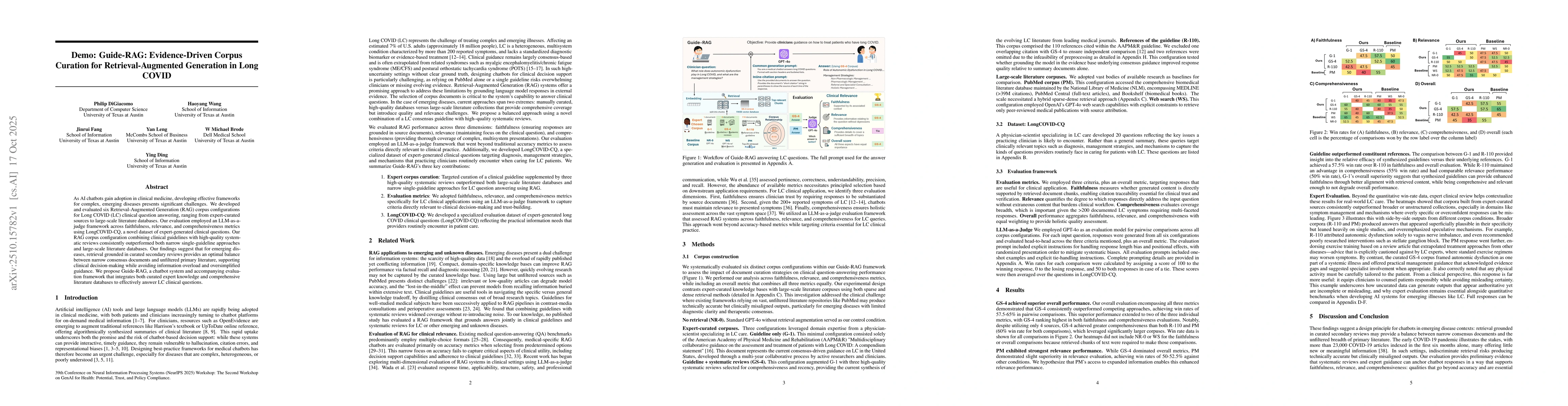 Thumbnail for Demo: Guide-RAG: Evidence-Driven Corpus Curation for Retrieval-Augmented
  Generation in Long COVID