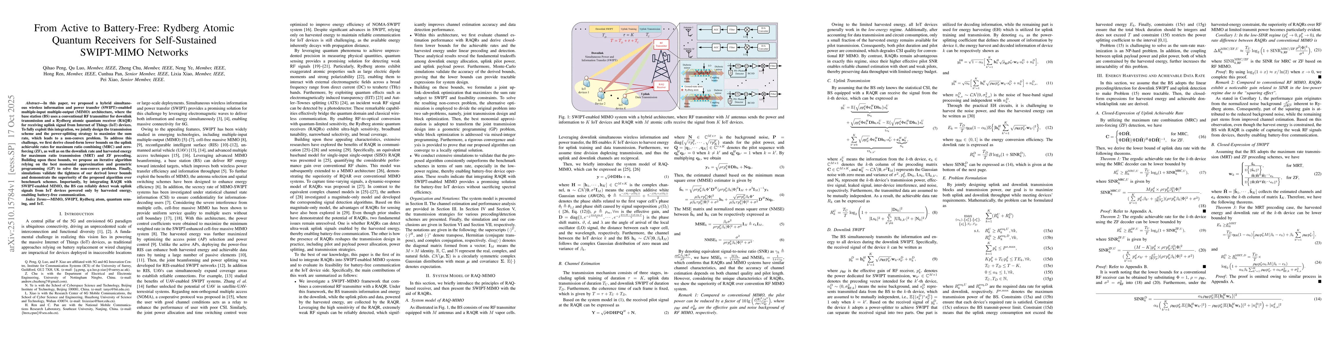 Thumbnail for From Active to Battery-Free: Rydberg Atomic Quantum Receivers for
  Self-Sustained SWIPT-MIMO Networks