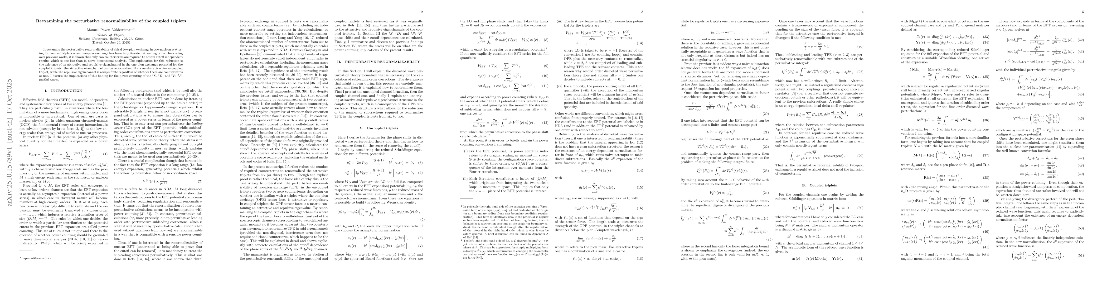 Thumbnail for Reexamining the perturbative renormalizability of the coupled triplets