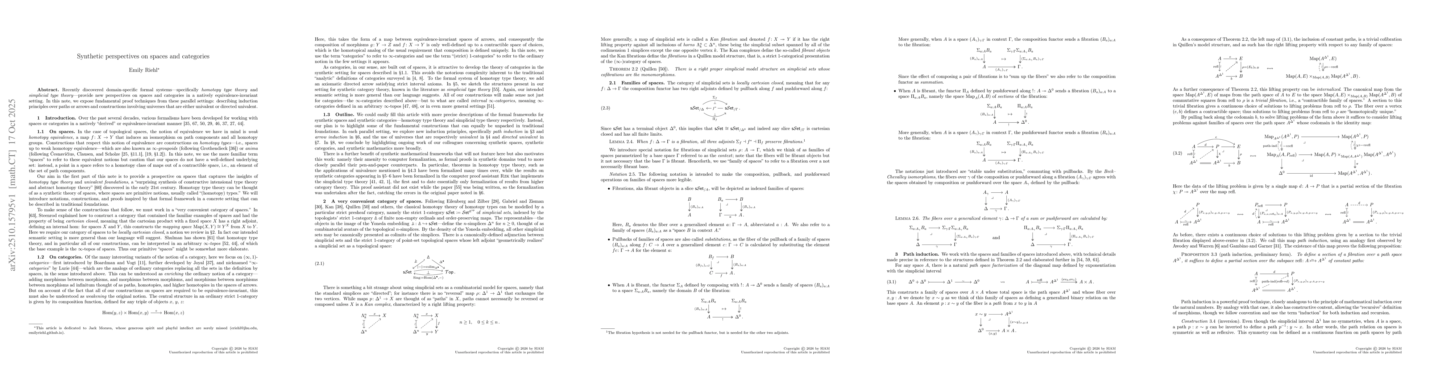 Thumbnail for Synthetic perspectives on spaces and categories