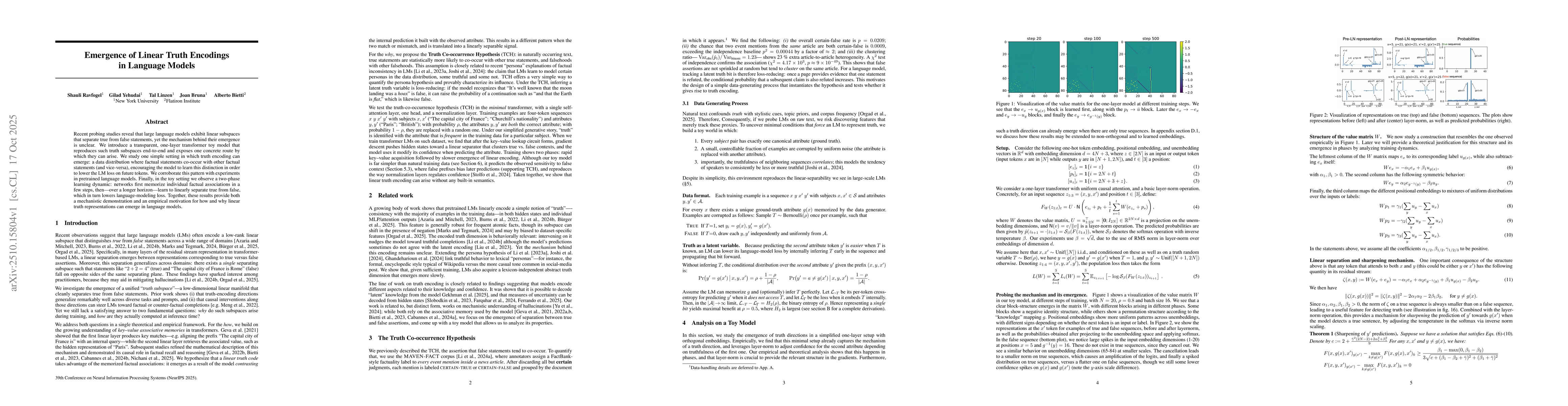 Thumbnail for Emergence of Linear Truth Encodings in Language Models