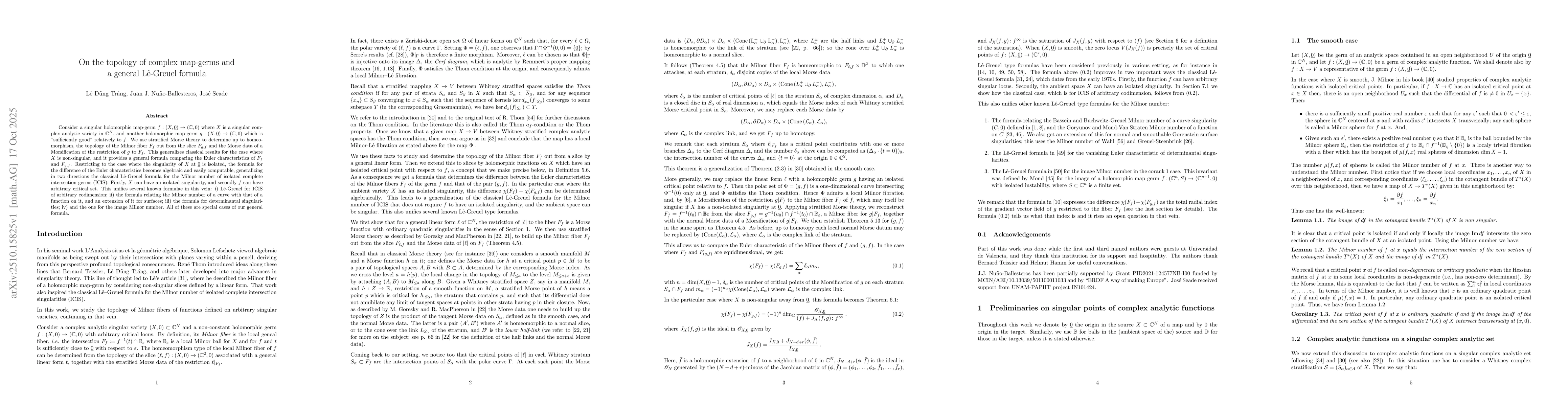 Thumbnail for On the topology of complex map-germs and a general LĂŞ-Greuel formula