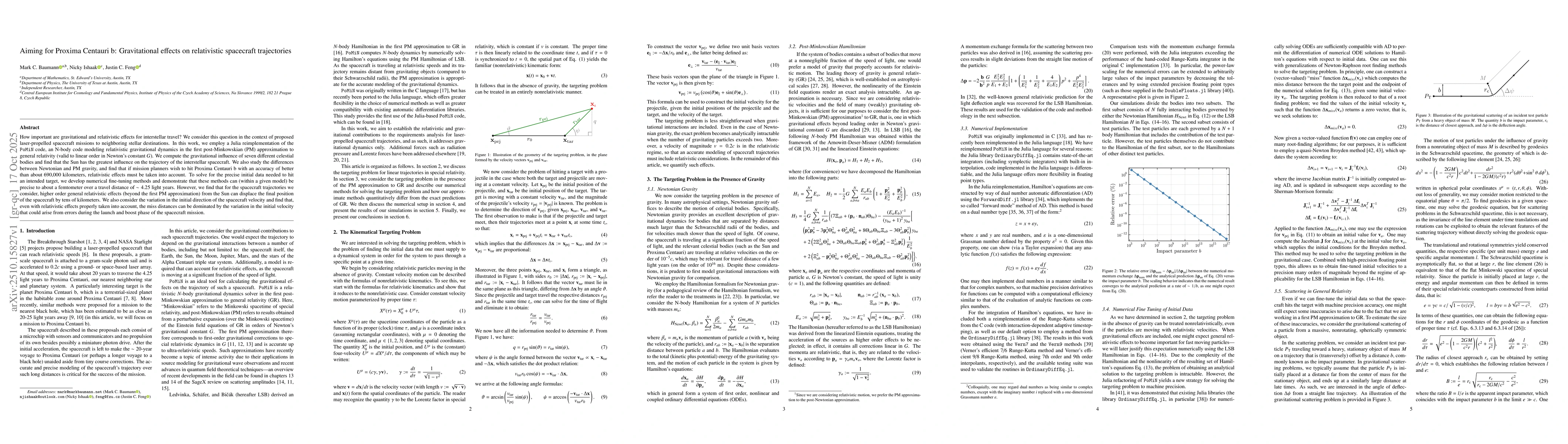 Thumbnail for Aiming for Proxima Centauri b: Gravitational effects on relativistic
  spacecraft trajectories
