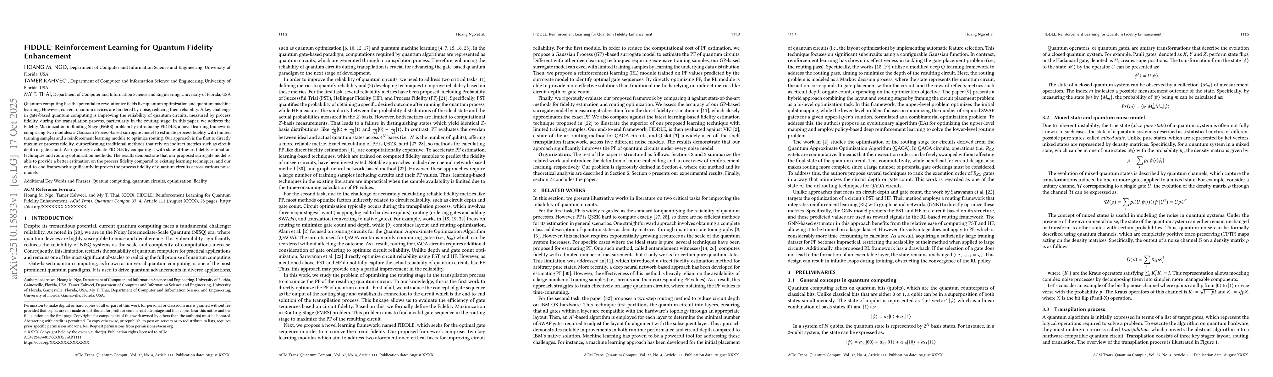 Thumbnail for FIDDLE: Reinforcement Learning for Quantum Fidelity Enhancement