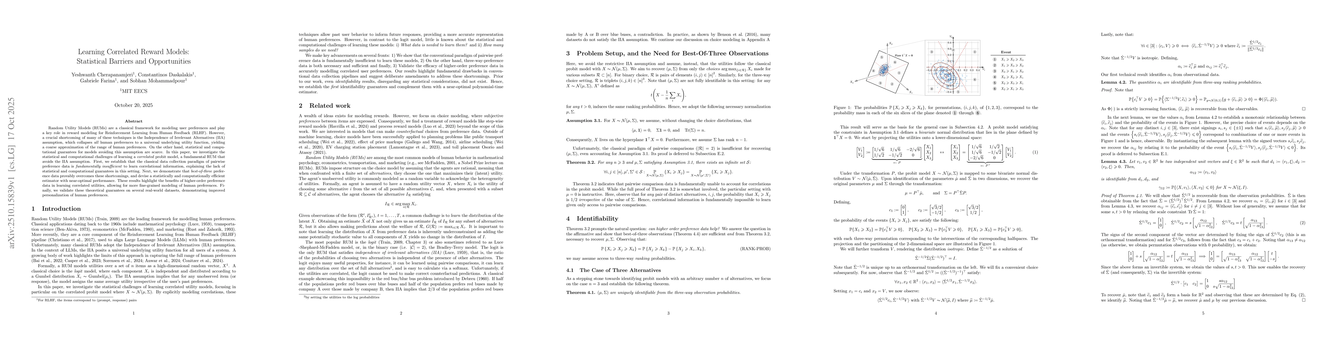 Thumbnail for Learning Correlated Reward Models: Statistical Barriers and
  Opportunities