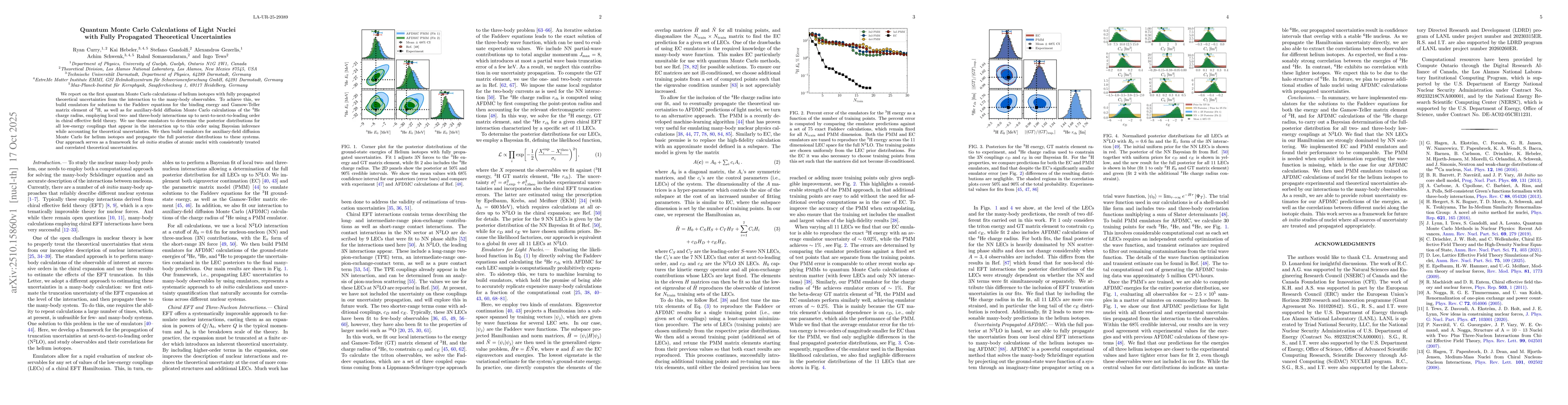 Thumbnail for Quantum Monte Carlo Calculations of Light Nuclei with Fully Propagated
  Theoretical Uncertainties