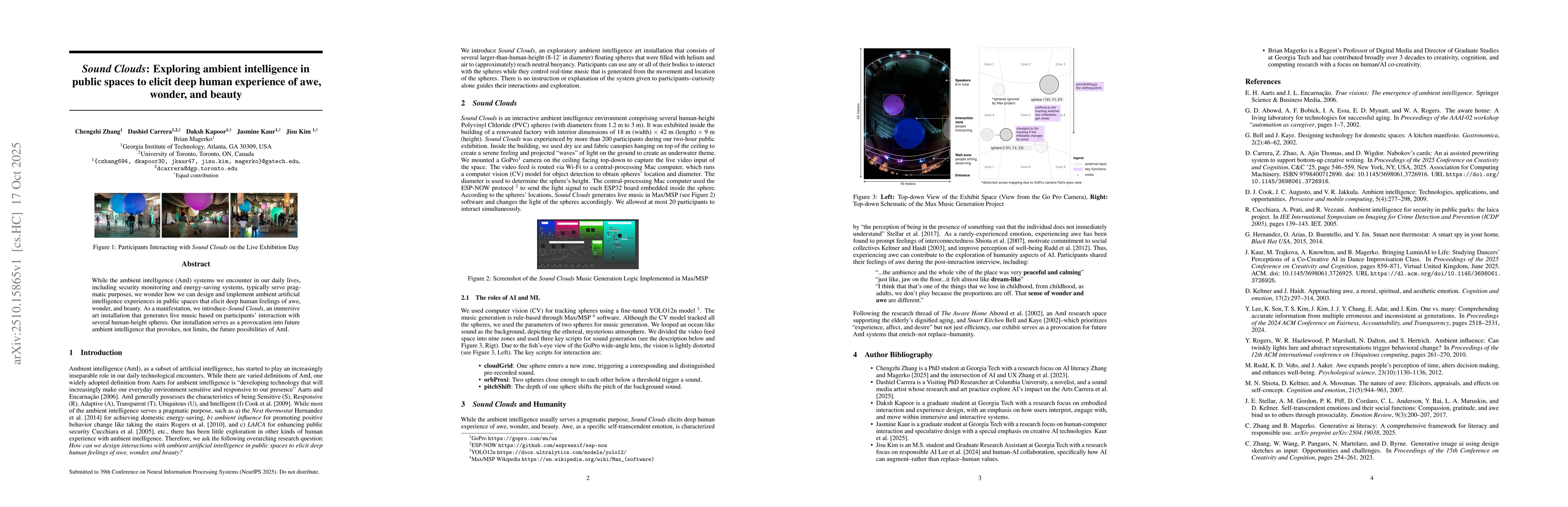 Thumbnail for Sound Clouds: Exploring ambient intelligence in public spaces to elicit
  deep human experience of awe, wonder, and beauty