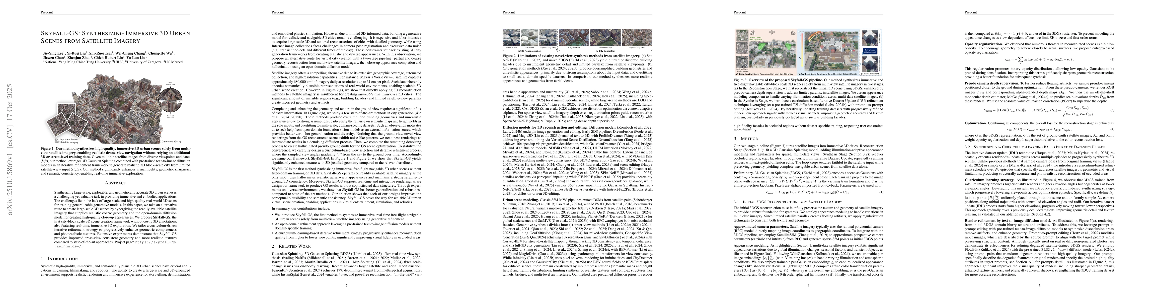 Thumbnail for Skyfall-GS: Synthesizing Immersive 3D Urban Scenes from Satellite
  Imagery