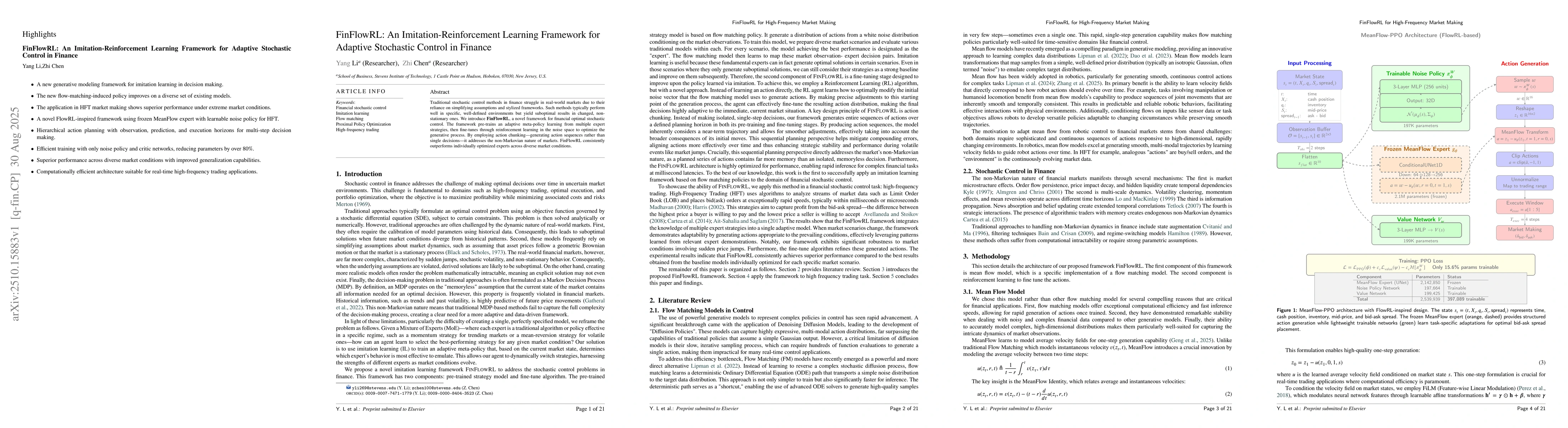Thumbnail for FinFlowRL: An Imitation-Reinforcement Learning Framework for Adaptive
  Stochastic Control in Finance