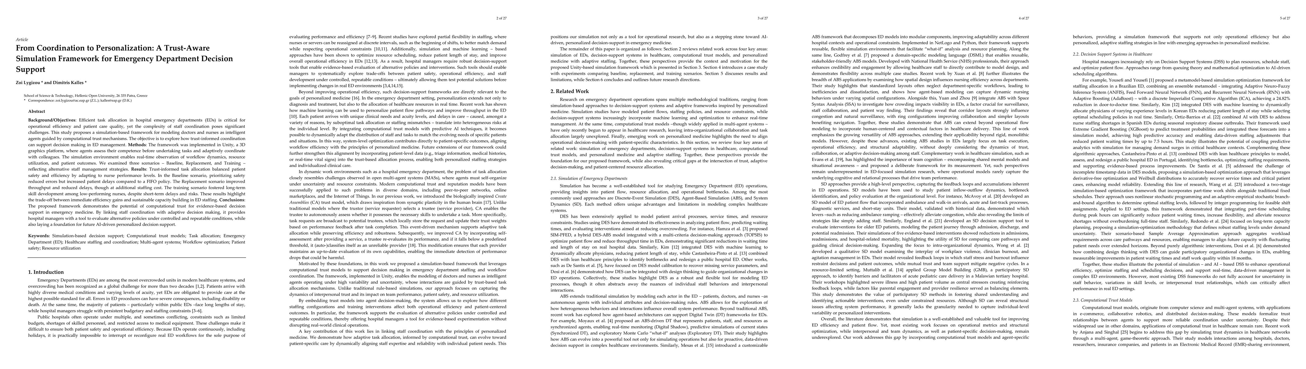 Thumbnail for From Coordination to Personalization: A Trust-Aware Simulation Framework
  for Emergency Department Decision Support