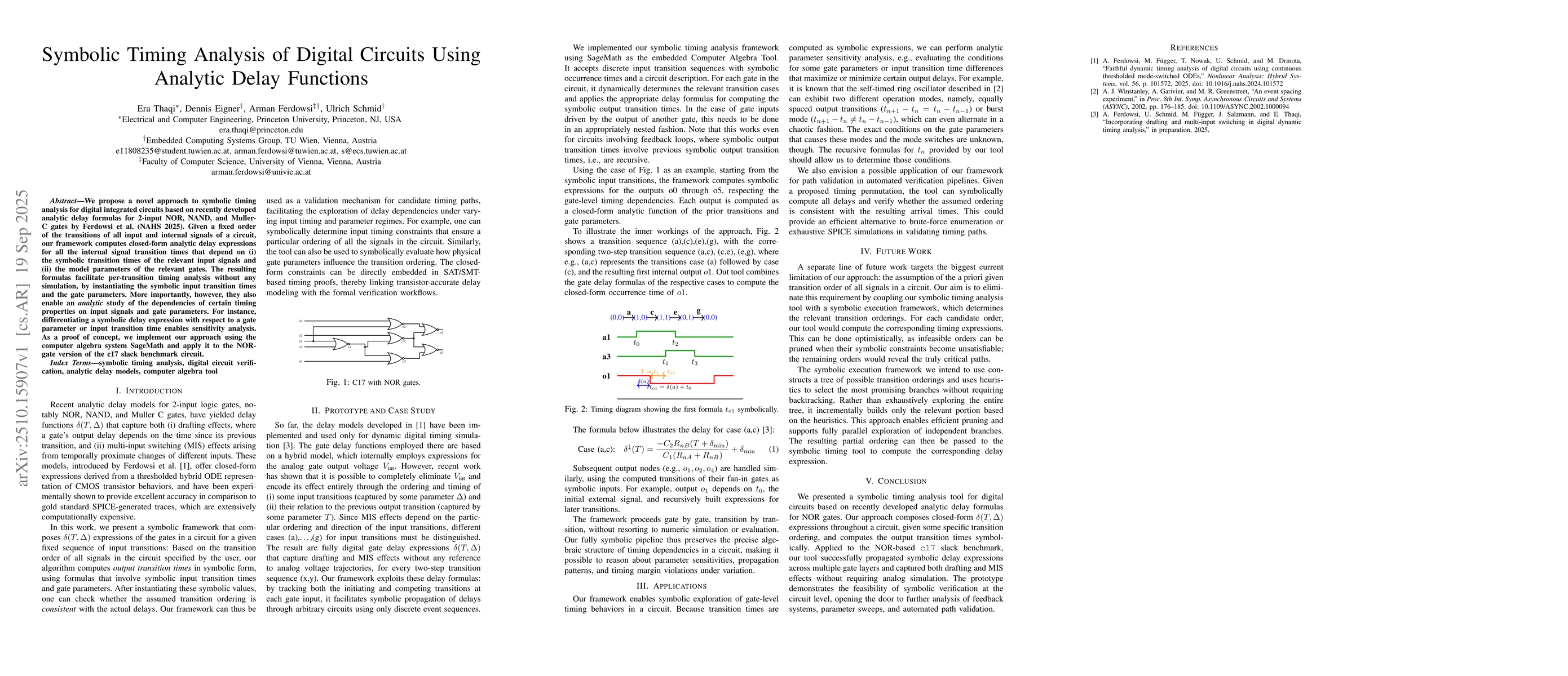 Thumbnail for Symbolic Timing Analysis of Digital Circuits Using Analytic Delay
  Functions