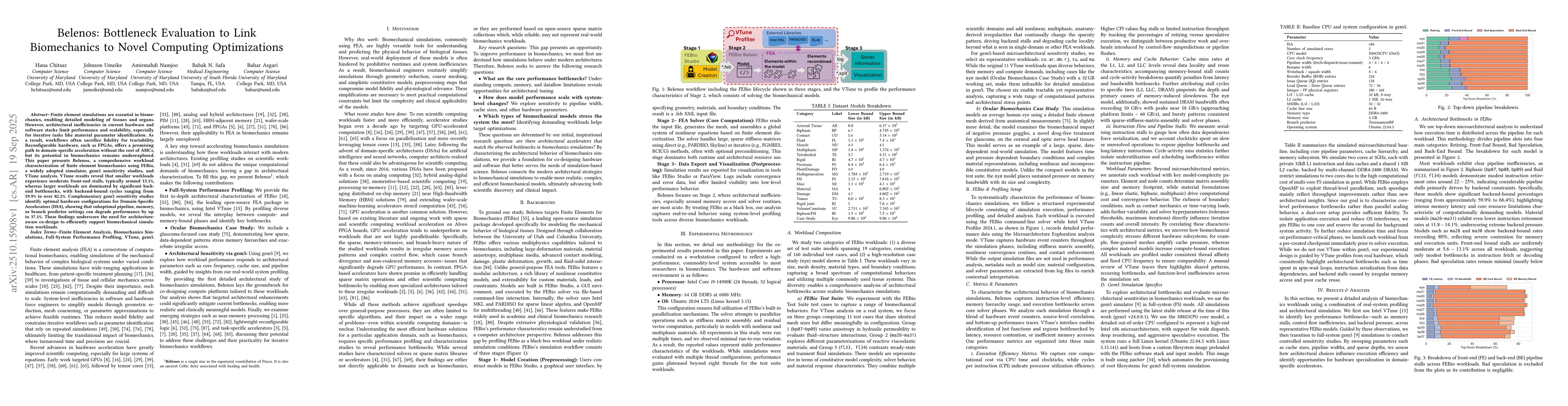 Thumbnail for Belenos: Bottleneck Evaluation to Link Biomechanics to Novel Computing
  Optimizations