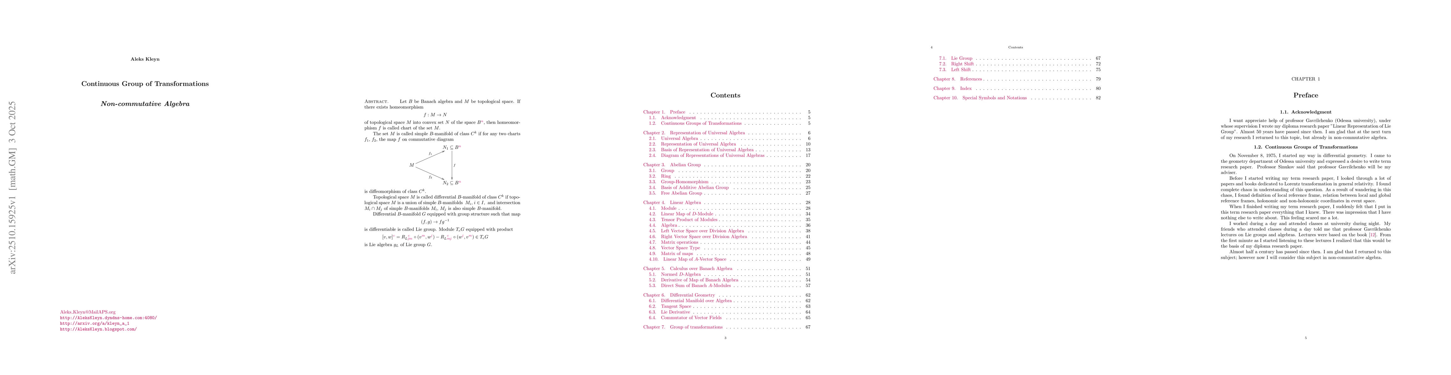 Thumbnail for Continuous Group of Transformations