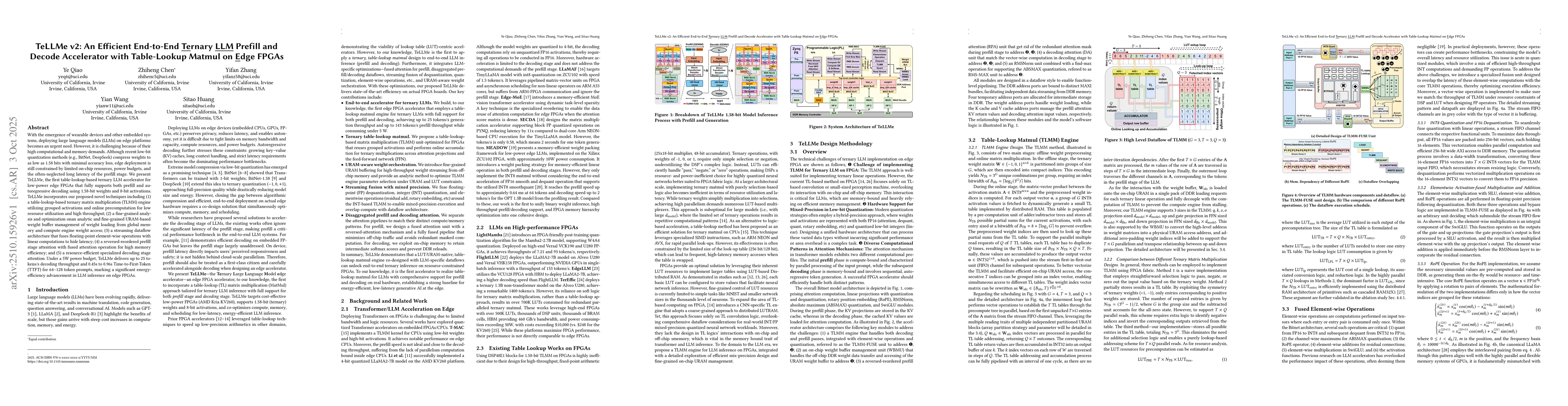 Thumbnail for TeLLMe v2: An Efficient End-to-End Ternary LLM Prefill and Decode
  Accelerator with Table-Lookup Matmul on Edge FPGAs