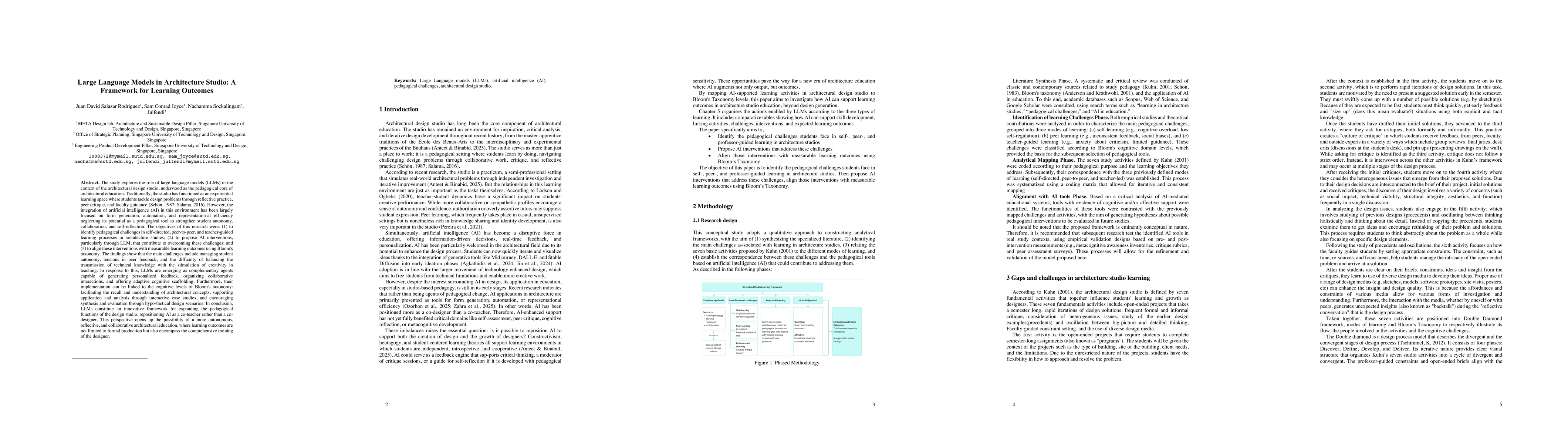 Thumbnail for Large Language Models in Architecture Studio: A Framework for Learning
  Outcomes