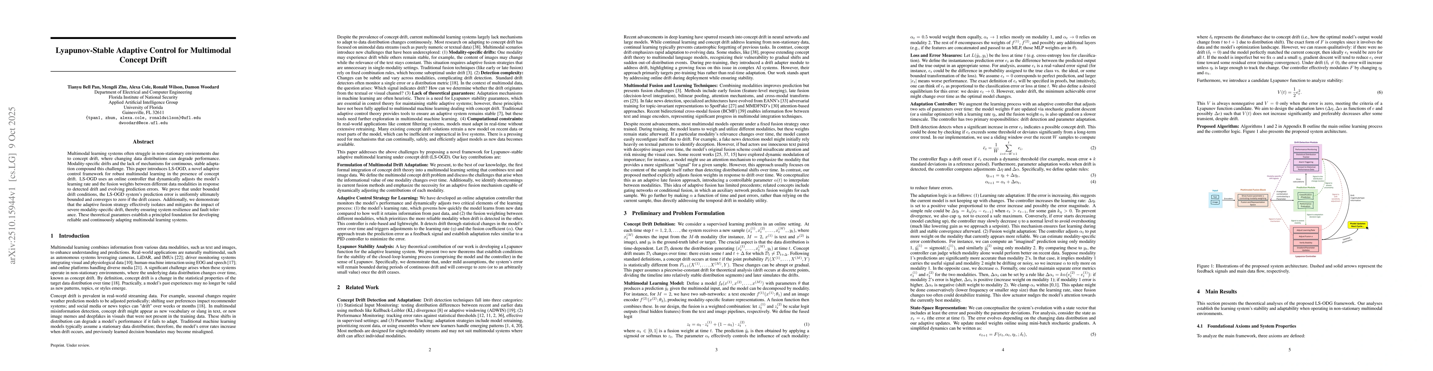 Thumbnail for Lyapunov-Stable Adaptive Control for Multimodal Concept Drift