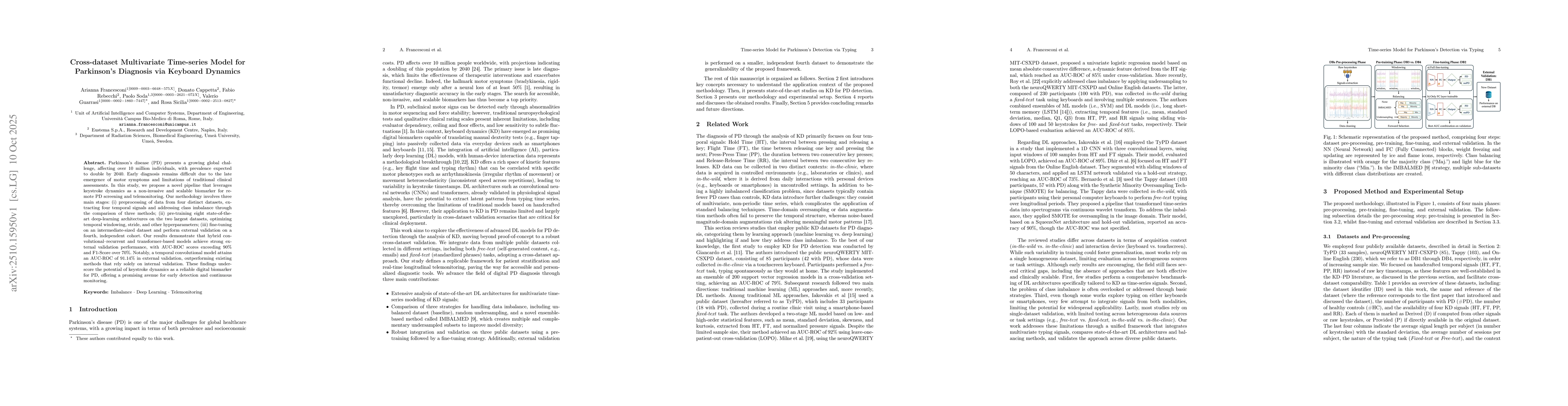Thumbnail for Cross-dataset Multivariate Time-series Model for Parkinson's Diagnosis
  via Keyboard Dynamics