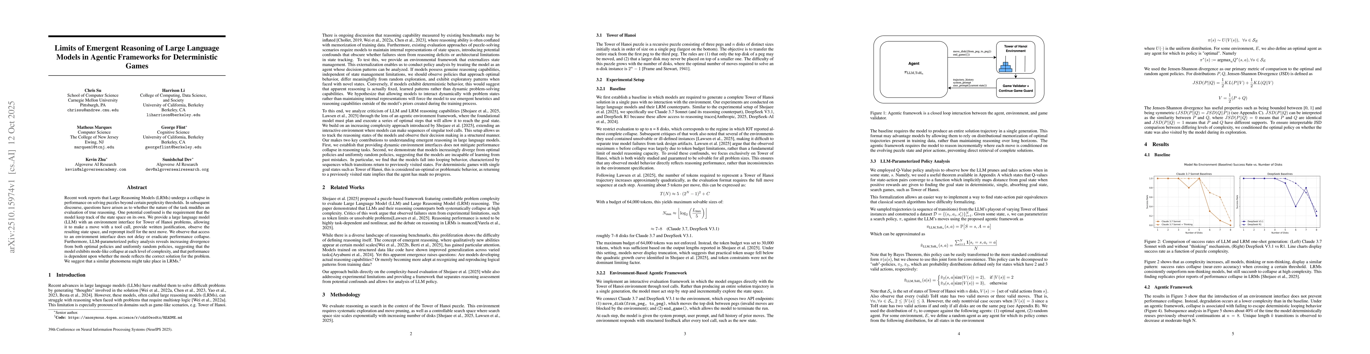 Thumbnail for Limits of Emergent Reasoning of Large Language Models in Agentic
  Frameworks for Deterministic Games