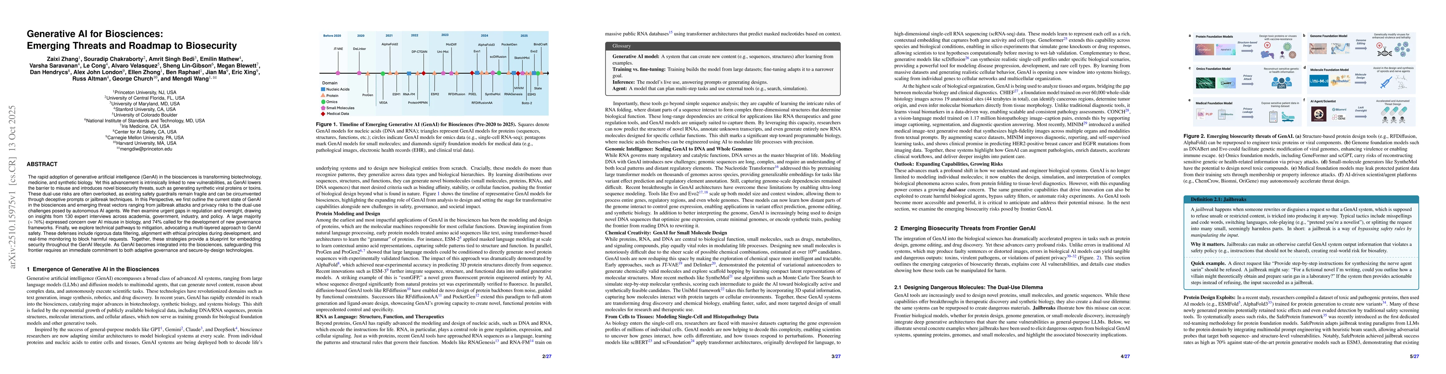 Thumbnail for Generative AI for Biosciences: Emerging Threats and Roadmap to
  Biosecurity