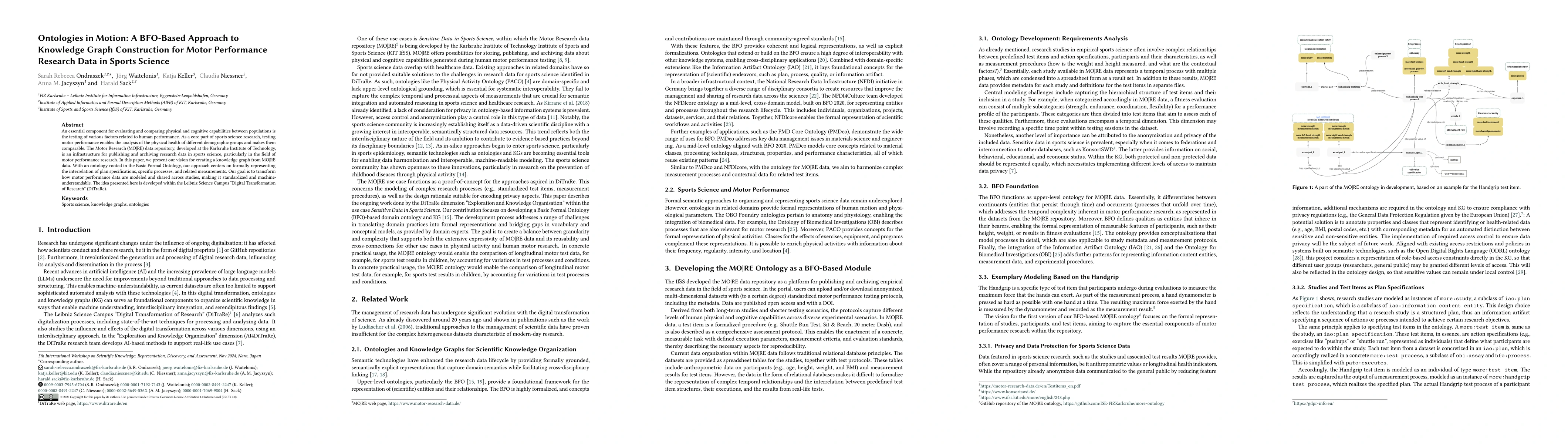 Thumbnail for Ontologies in Motion: A BFO-Based Approach to Knowledge Graph
  Construction for Motor Performance Research Data in Sports Science