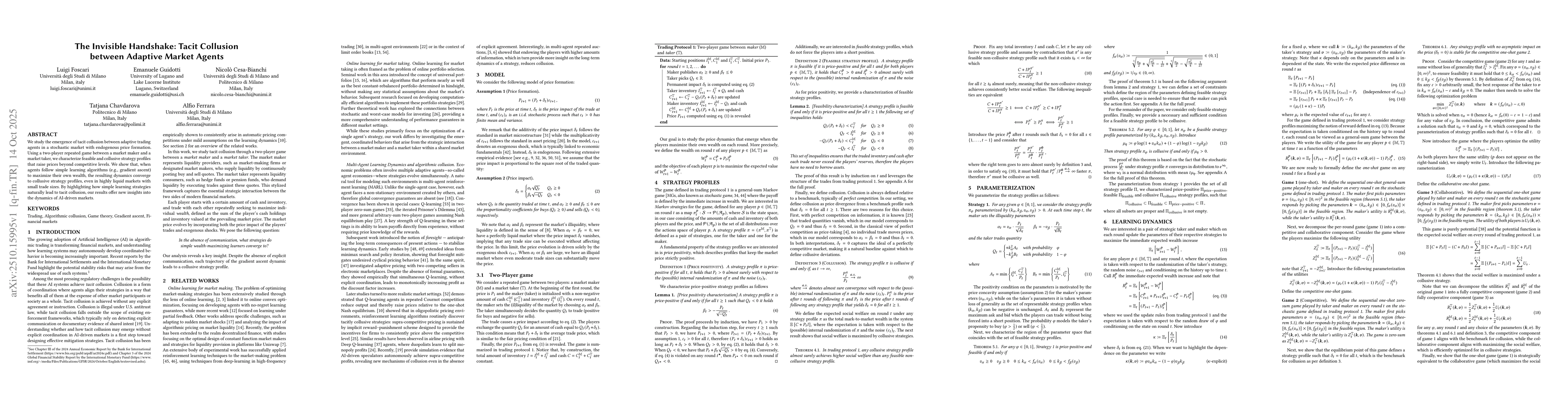 Thumbnail for The Invisible Handshake: Tacit Collusion between Adaptive Market Agents