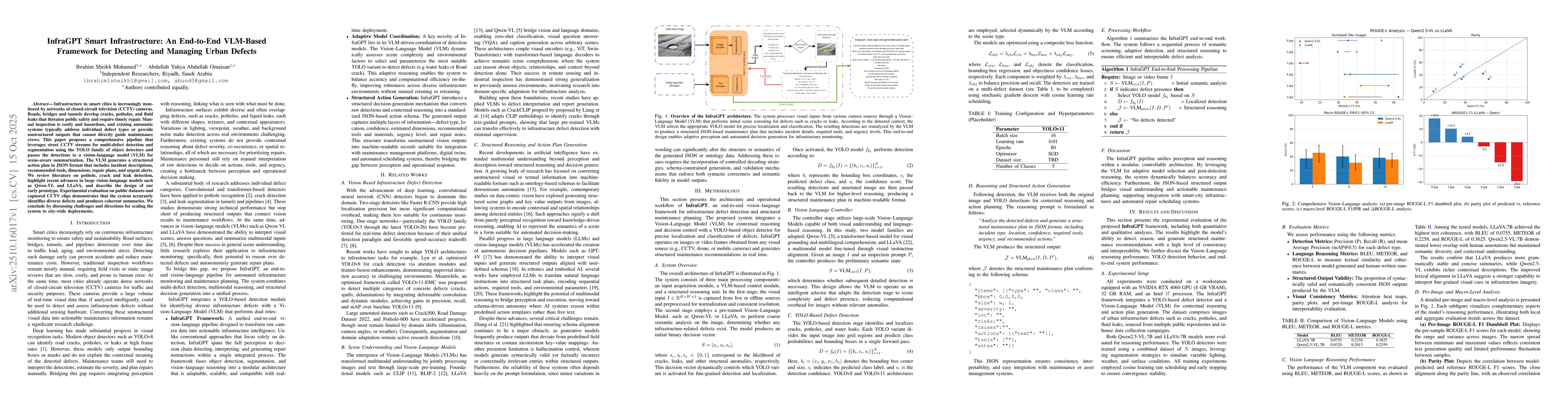 Thumbnail for InfraGPT Smart Infrastructure: An End-to-End VLM-Based Framework for
  Detecting and Managing Urban Defects