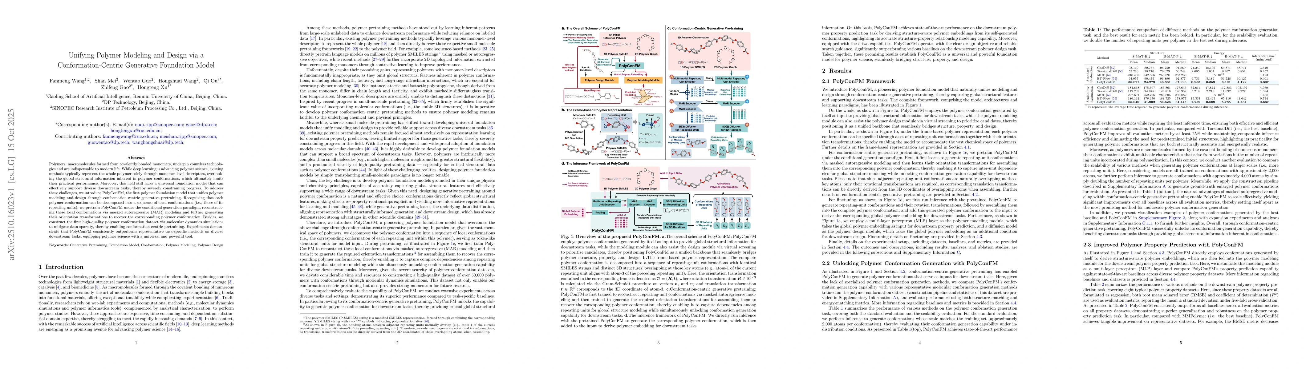 Thumbnail for Unifying Polymer Modeling and Design via a Conformation-Centric
  Generative Foundation Model