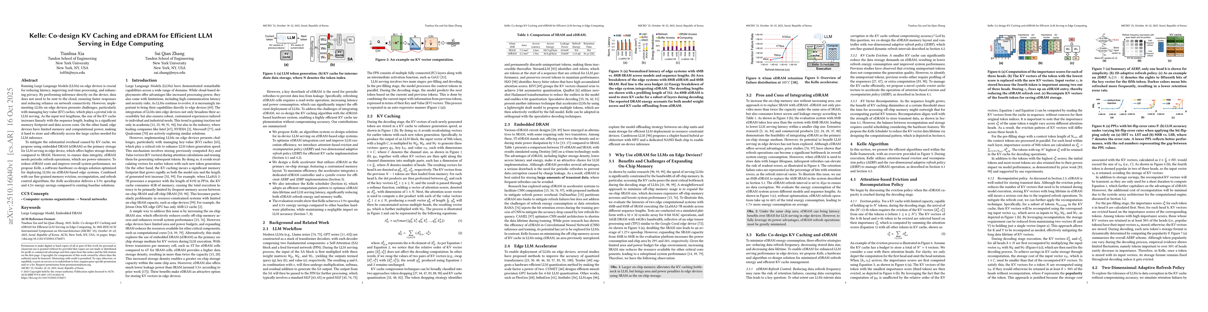 Thumbnail for Kelle: Co-design KV Caching and eDRAM for Efficient LLM Serving in Edge
  Computing