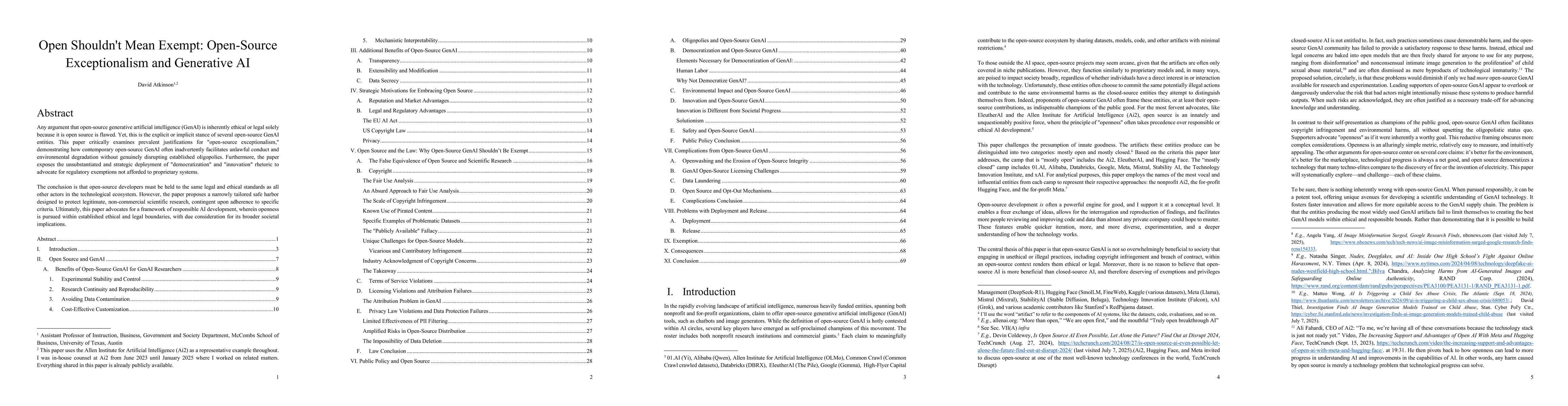 Thumbnail for Open Shouldn't Mean Exempt: Open-Source Exceptionalism and Generative AI