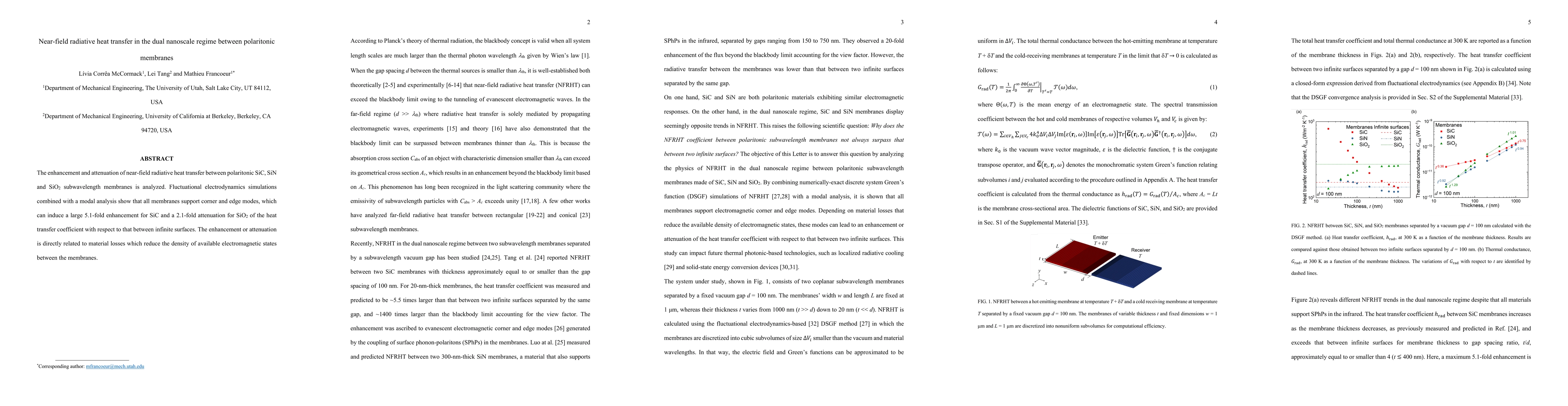 Thumbnail for Near-field radiative heat transfer in the dual nanoscale regime between
  polaritonic membranes