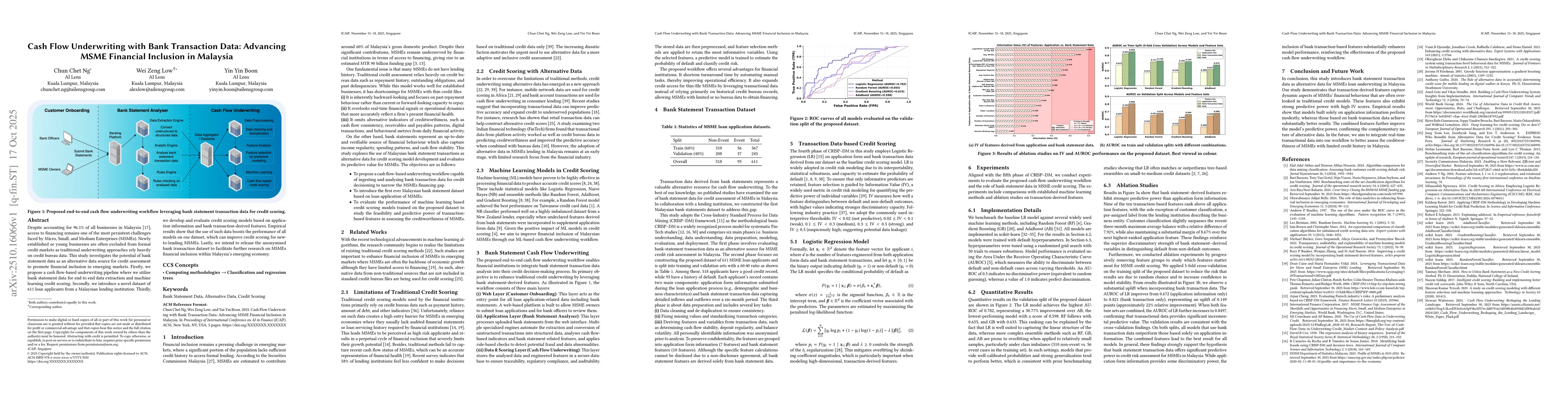 Thumbnail for Cash Flow Underwriting with Bank Transaction Data: Advancing MSME
  Financial Inclusion in Malaysia