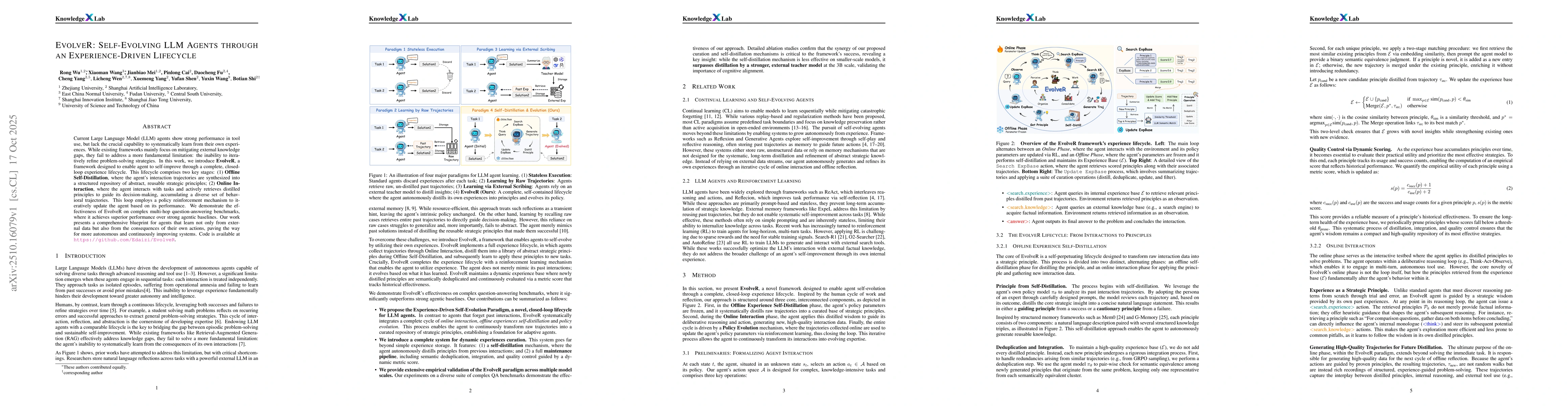 Thumbnail for EvolveR: Self-Evolving LLM Agents through an Experience-Driven Lifecycle