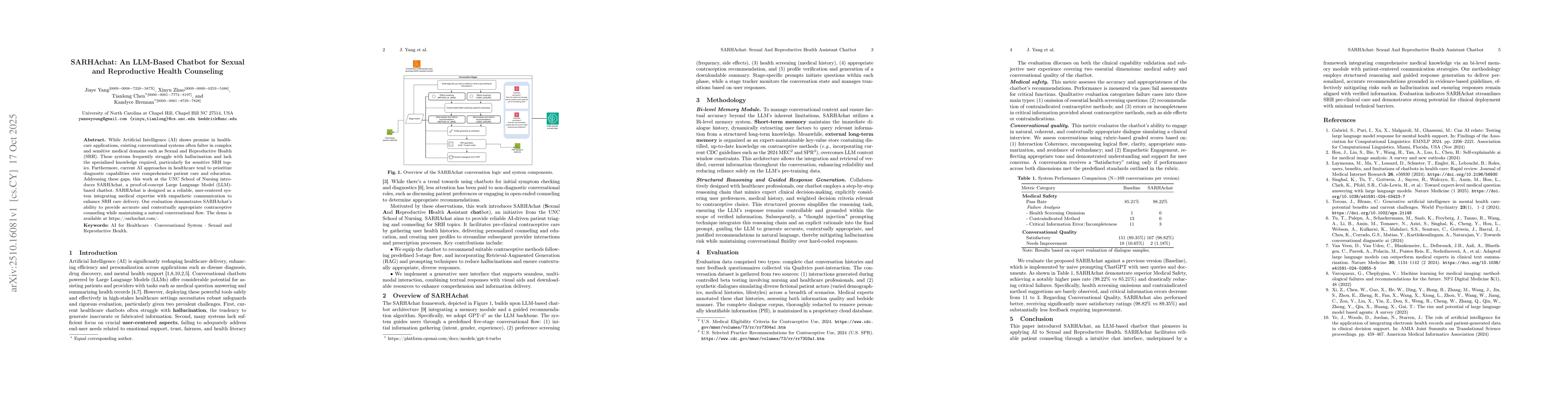 Thumbnail for SARHAchat: An LLM-Based Chatbot for Sexual and Reproductive Health
  Counseling