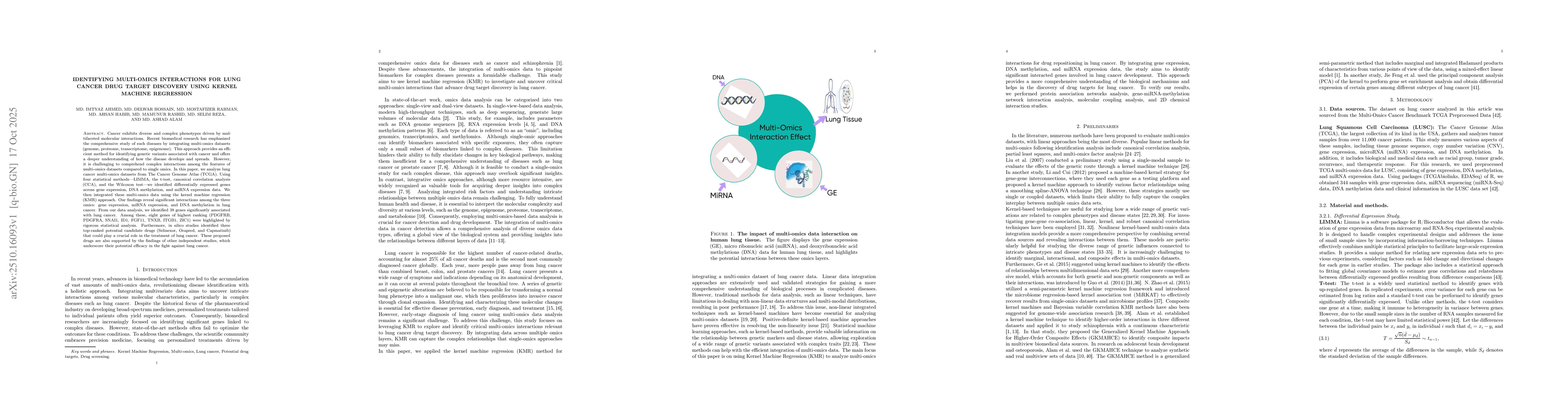 Thumbnail for Identifying multi-omics interactions for lung cancer drug targets
  discovery using Kernel Machine Regression