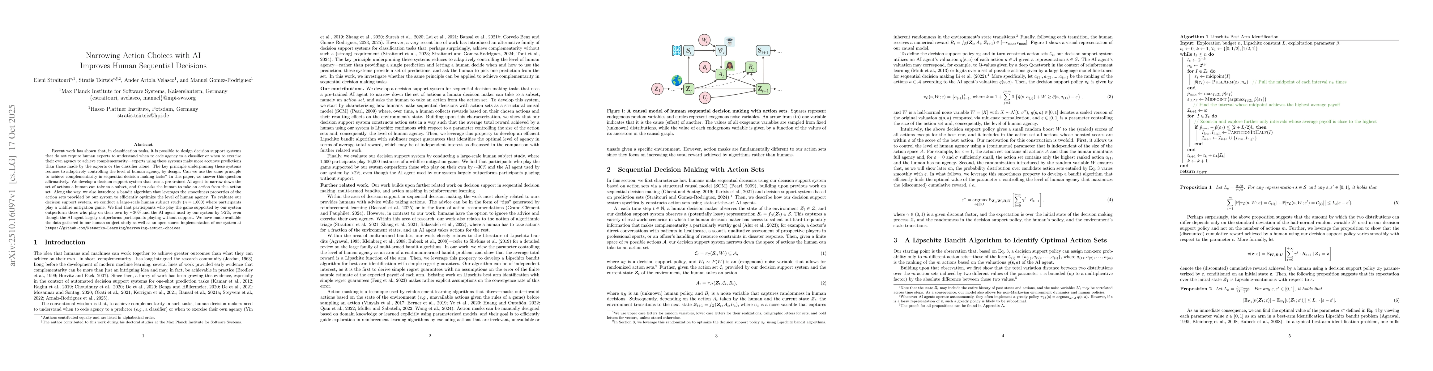Thumbnail for Narrowing Action Choices with AI Improves Human Sequential Decisions