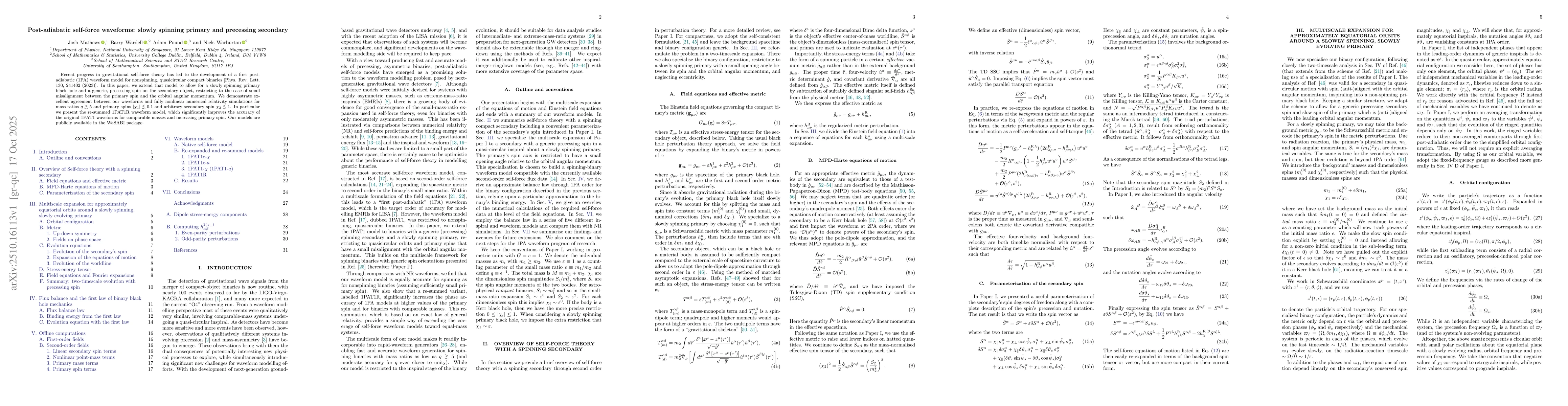 Thumbnail for Post-adiabatic self-force waveforms: slowly spinning primary and
  precessing secondary