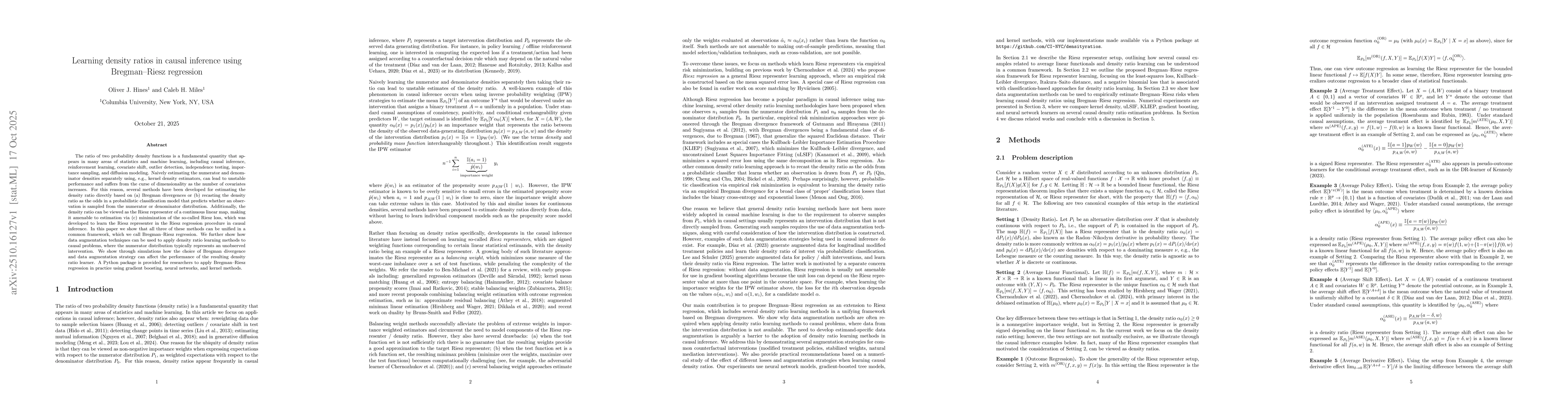 Thumbnail for Learning density ratios in causal inference using Bregman-Riesz
  regression