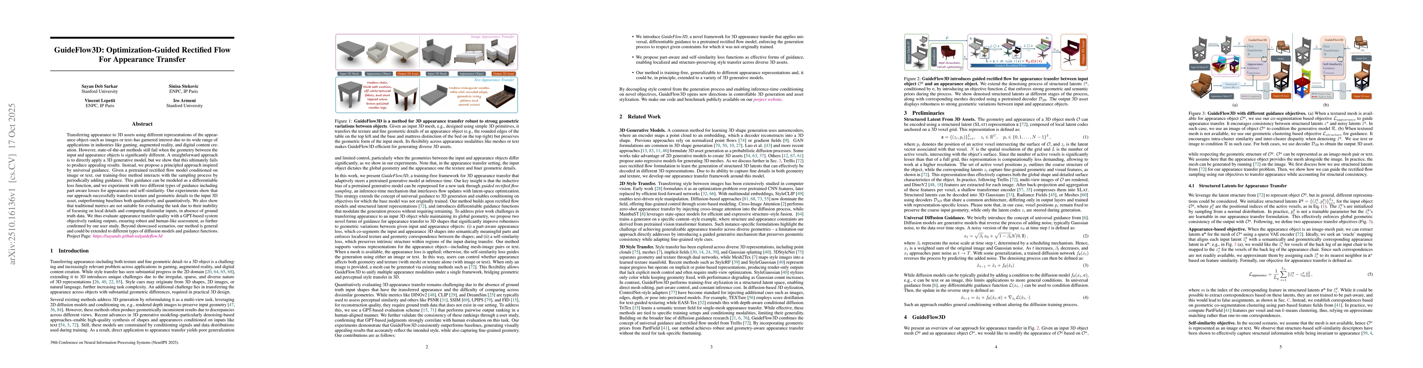 Thumbnail for GuideFlow3D: Optimization-Guided Rectified Flow For Appearance Transfer