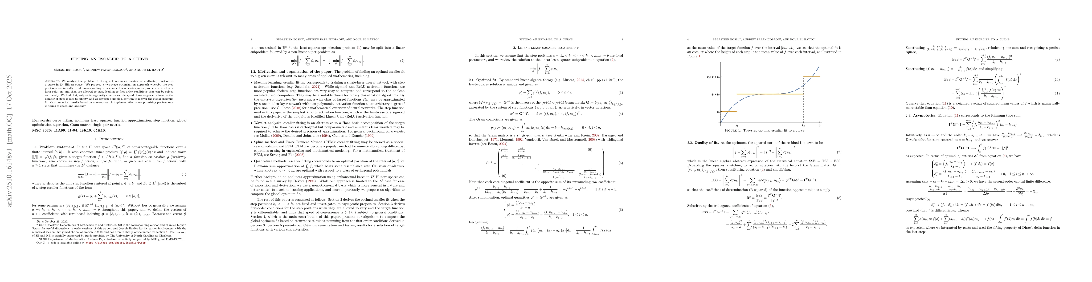Thumbnail for Fitting an Escalier to a Curve