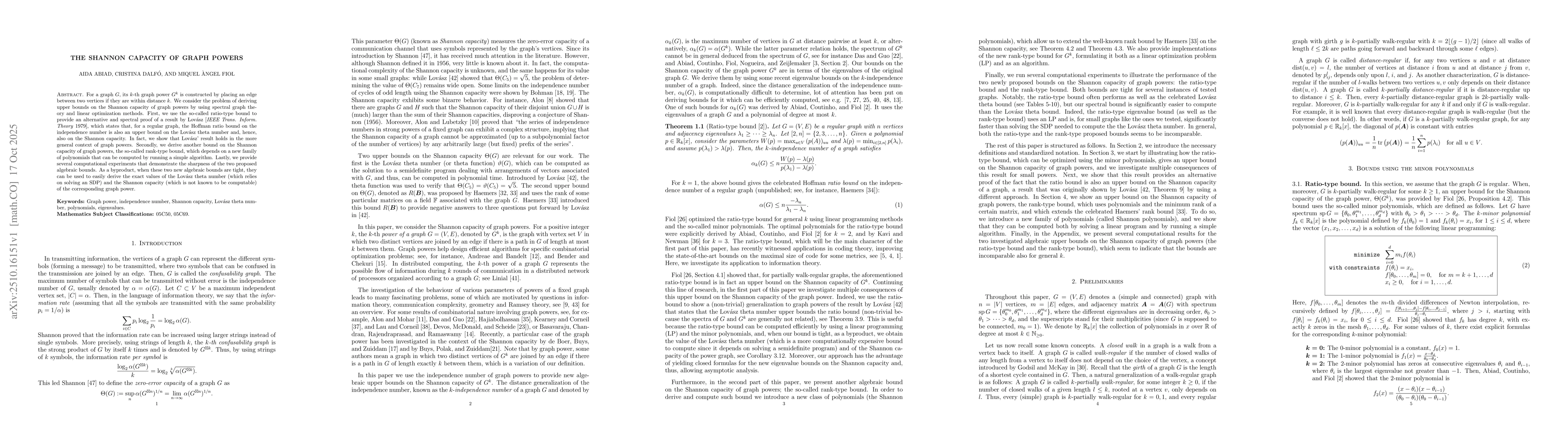 Thumbnail for The Shannon capacity of graph powers