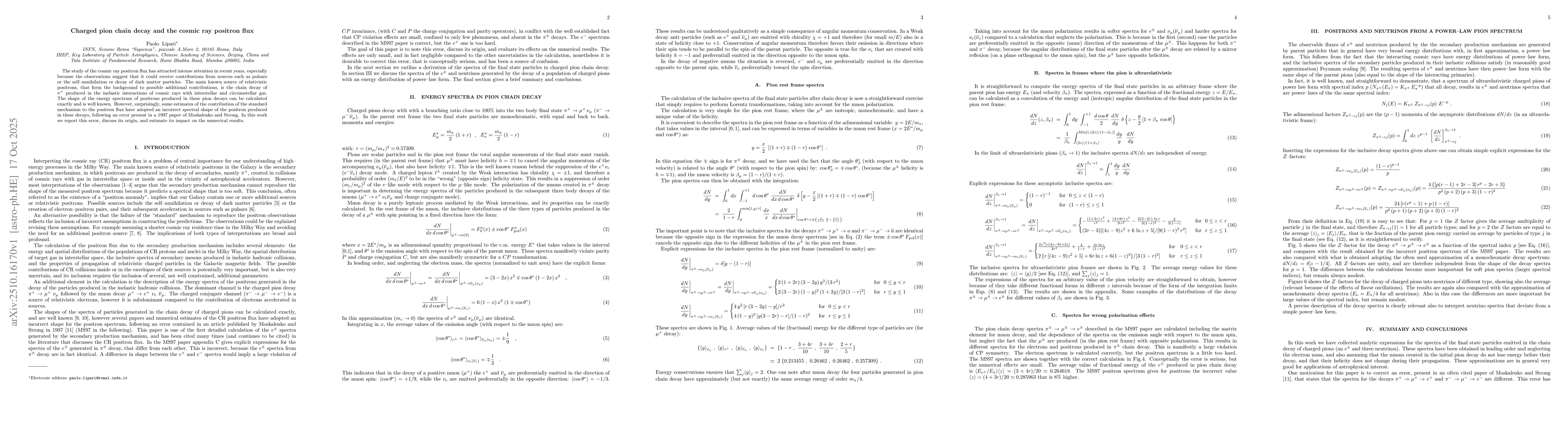 Thumbnail for Charged pion chain decay and the cosmic ray positron flux