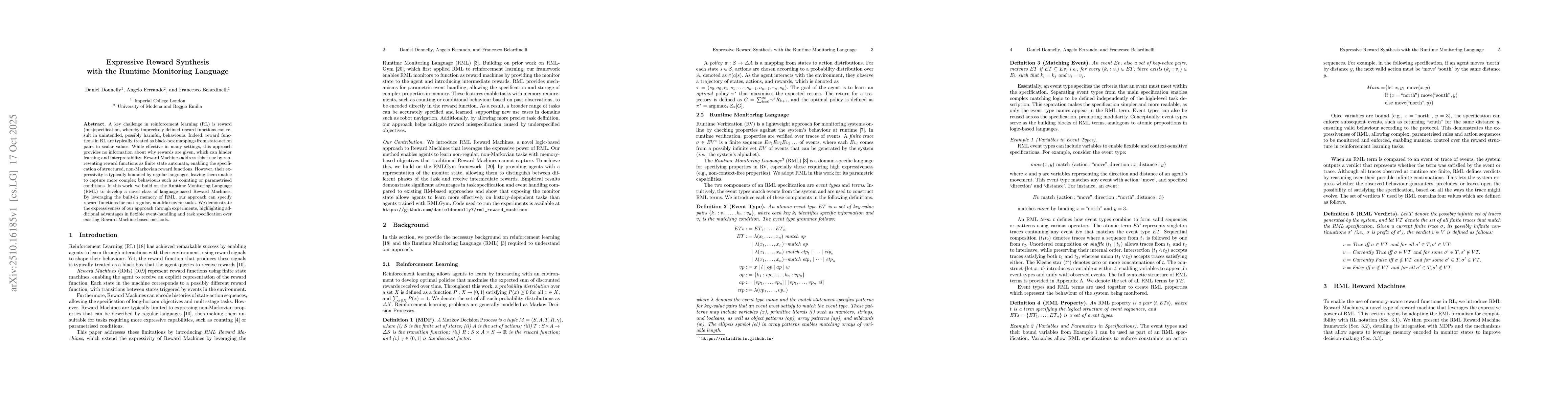 Thumbnail for Expressive Reward Synthesis with the Runtime Monitoring Language