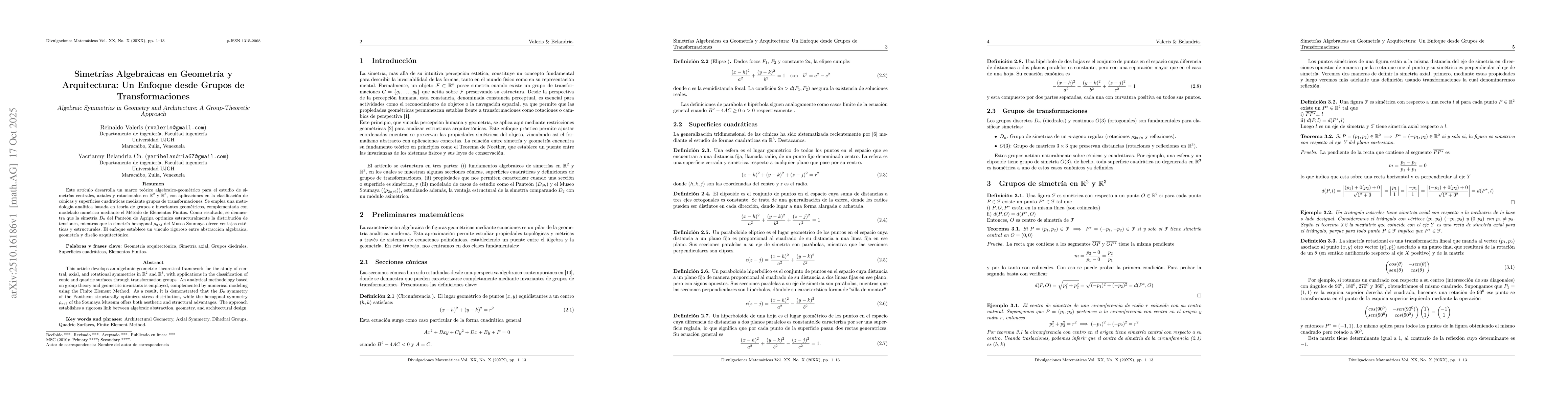 Thumbnail for Simetrías Algebraicas en Geometría y Arquitectura: Un Enfoque desde
  Grupos de Transformaciones
