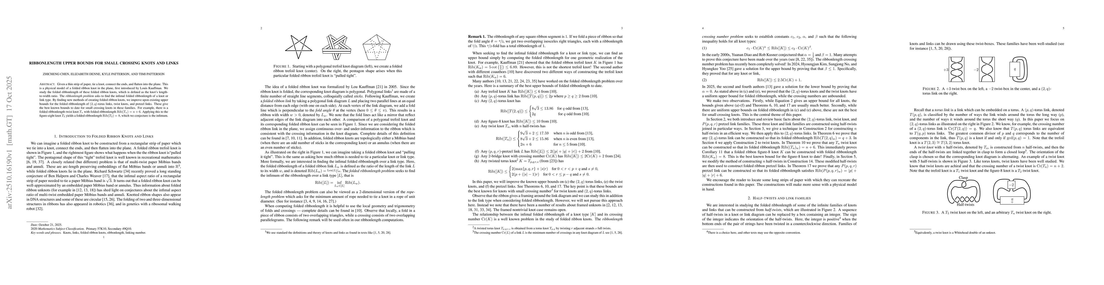 Thumbnail for Ribbonlength upper bounds for small crossing knots and links