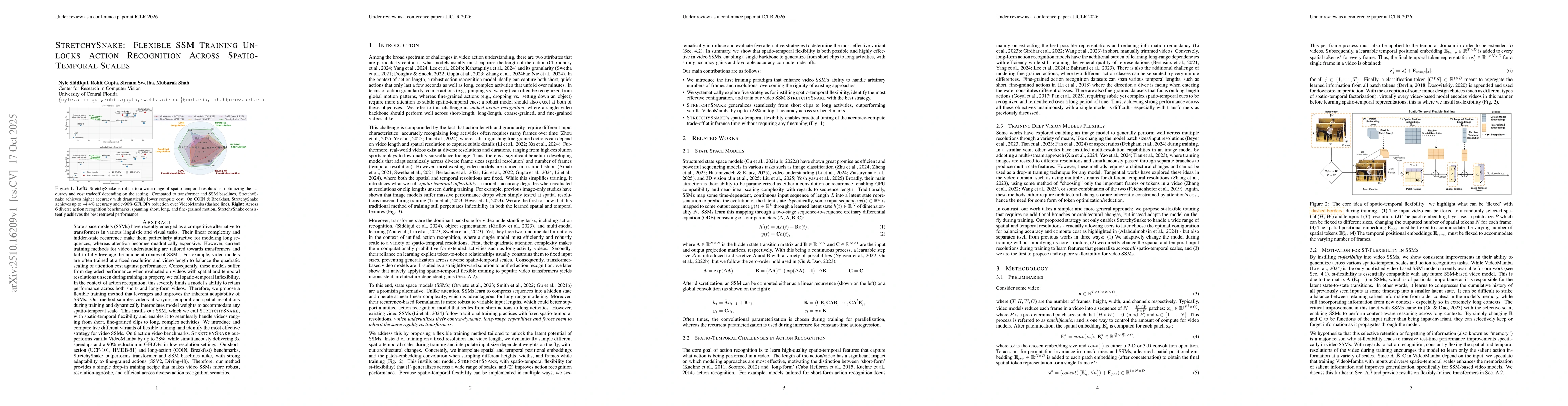 Thumbnail for StretchySnake: Flexible SSM Training Unlocks Action Recognition Across
  Spatio-Temporal Scales