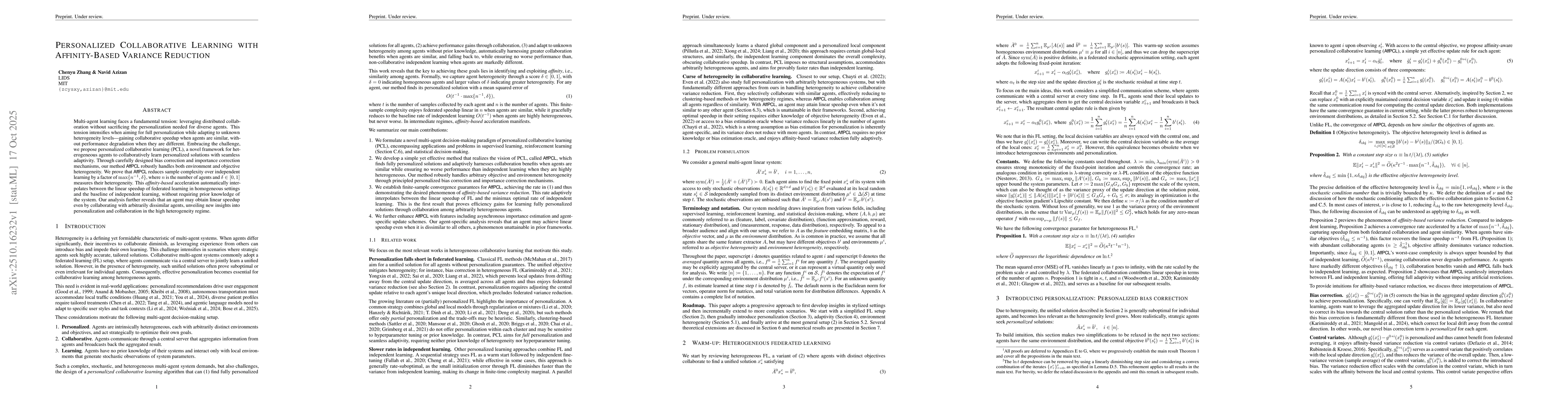 Thumbnail for Personalized Collaborative Learning with Affinity-Based Variance
  Reduction