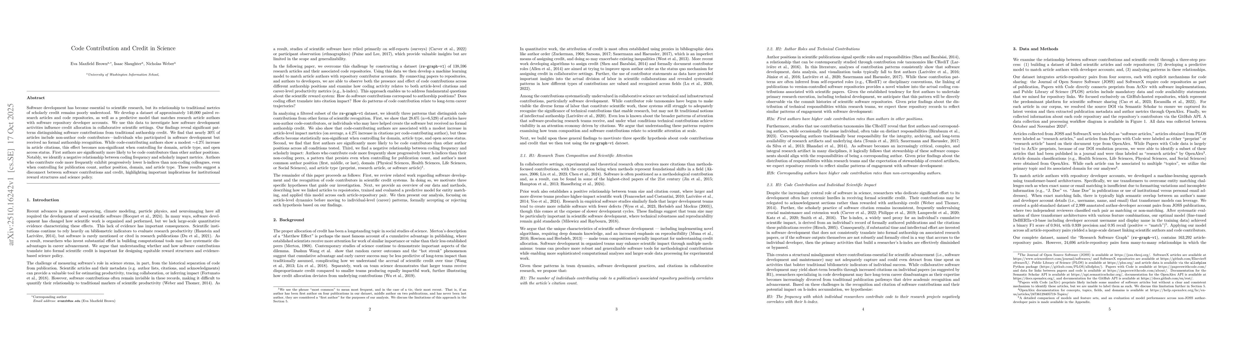 Thumbnail for Code Contribution and Credit in Science