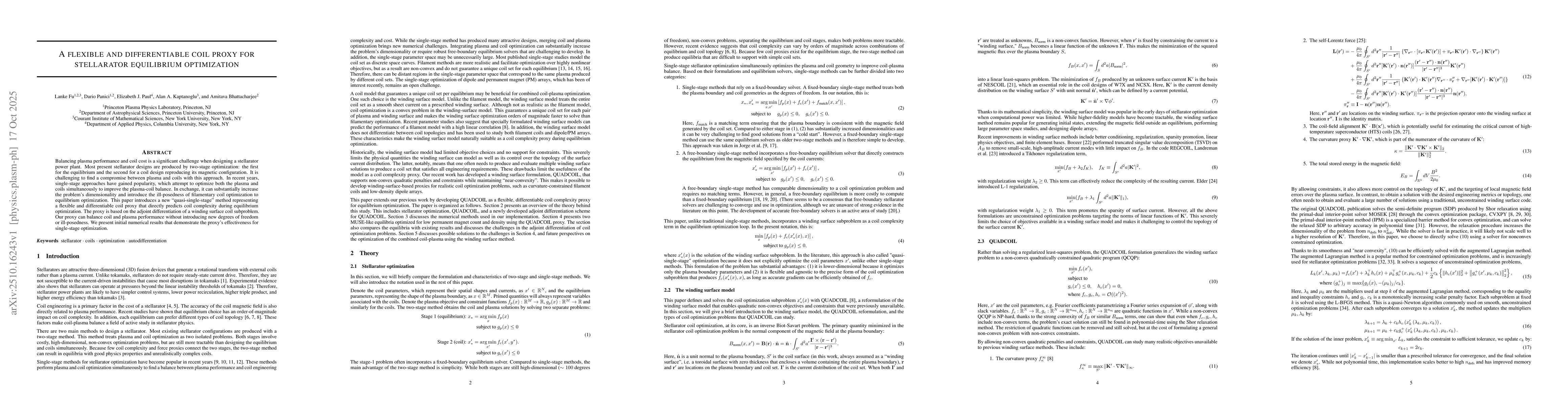 Thumbnail for A flexible and differentiable coil proxy for stellarator equilibrium
  optimization