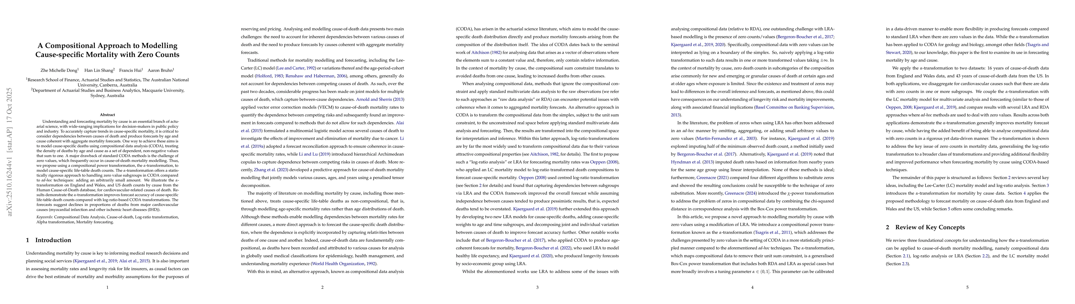 Thumbnail for A Compositional Approach to Modelling Cause-specific Mortality with Zero
  Counts